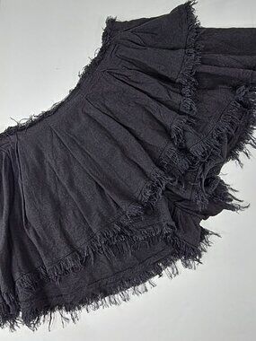 FREE PEOPLE BLACK WATERFALL SKORT WOMEN'S SIZE SMALL LINEN BLEND LAYERED SKIRT..